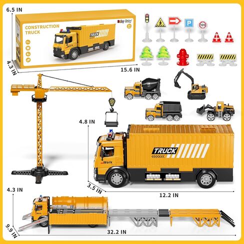 Carrier Truck Race Track Boy Toddlers Toys, Truck Toys for Toddlers 3-5 5-7, Toy Transport Car with Tower Crane Light & Sound, Excavators Cars Gifts for Age 3 4 5 6 7 Years Old Boys Girls in Saudi Arabia