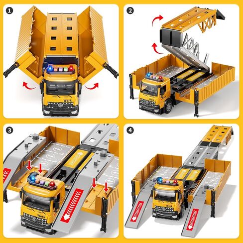 Carrier Truck Race Track Boy Toddlers Toys, Truck Toys for Toddlers 3-5 5-7, Toy Transport Car with Tower Crane Light & Sound, Excavators Cars Gifts for Age 3 4 5 6 7 Years Old Boys Girls in Saudi Arabia