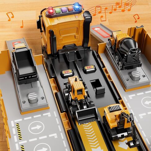 Carrier Truck Race Track Boy Toddlers Toys, Truck Toys for Toddlers 3-5 5-7, Toy Transport Car with Tower Crane Light & Sound, Excavators Cars Gifts for Age 3 4 5 6 7 Years Old Boys Girls in Saudi Arabia