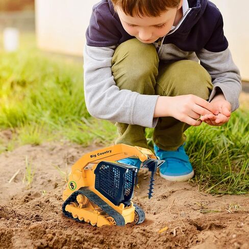 Big Country Toys - Track Skid Steer - 1:20 Scale - Construction Toys - Auger - Bucket - Hay Fork - Attachments - Flatbed Trailer -Plastic… in Kuwait