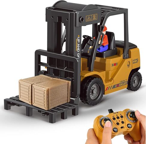 Remote Control Forklift 11 Channel Rc Forklift Cranes Construction Toys, w/Boxes/Sound and Light Spray, Two Rechargeable Batteries, Kids Forklift Toy Christmas & Birthday Gifts in Kuwait