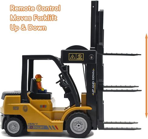 Remote Control Forklift 11 Channel Rc Forklift Cranes Construction Toys, w/Boxes/Sound and Light Spray, Two Rechargeable Batteries, Kids Forklift Toy Christmas & Birthday Gifts in Kuwait