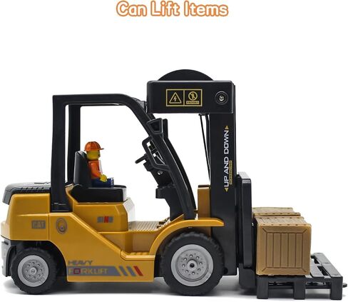 Remote Control Forklift 11 Channel Rc Forklift Cranes Construction Toys, w/Boxes/Sound and Light Spray, Two Rechargeable Batteries, Kids Forklift Toy Christmas & Birthday Gifts in Kuwait