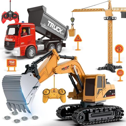 Remote Control Forklift 11 Channel Rc Forklift Cranes Construction Toys, w/Boxes/Sound and Light Spray, Two Rechargeable Batteries, Kids Forklift Toy Christmas & Birthday Gifts in Kuwait