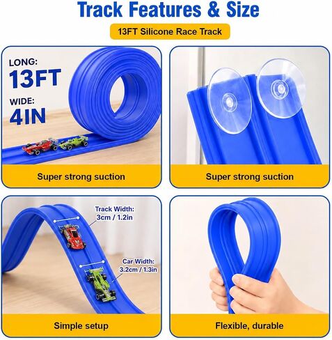 Flexible Race Track Set for Kids: Flex Race Track with 4 Car and 2 Thruster in Kuwait