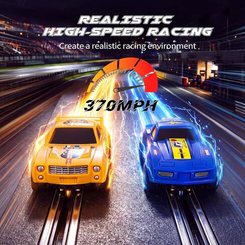 Slot Car Race Track Set for Kids – 28ft Electric Race Car Track with 4 Slot Cars, Dual Racing Tracks, Lap Counter & LED Overpass, Car Track Toy Gift for Boys Ages 6–12 in Kuwait