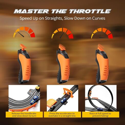 Slot Car Race Track Set for Kids – 28ft Electric Race Car Track with 4 Slot Cars, Dual Racing Tracks, Lap Counter & LED Overpass, Car Track Toy Gift for Boys Ages 6–12 in Kuwait