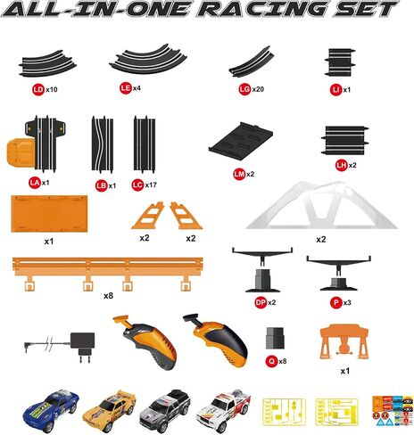 Slot Car Race Track Set for Kids – 28ft Electric Race Car Track with 4 Slot Cars, Dual Racing Tracks, Lap Counter & LED Overpass, Car Track Toy Gift for Boys Ages 6–12 in Kuwait