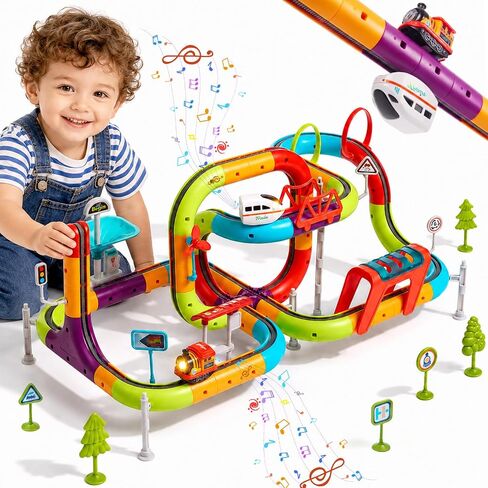 Gleamkid 174PCS Electric Train Set for Kids 3-8, 3D Gravity-Defying Track in Kuwait