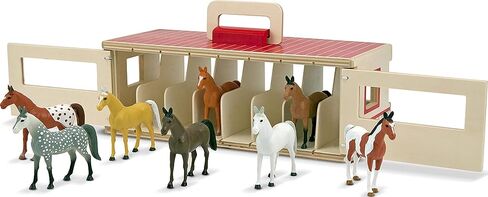 Melissa & Doug Take-Along Show-Horse Stable Wooden Barn Toy Set in Kuwait