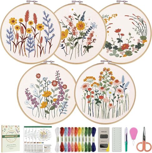 CYANFOUR 5 Pack Beginner Embroidery Kit for Adults with Video & Instruction in Kuwait