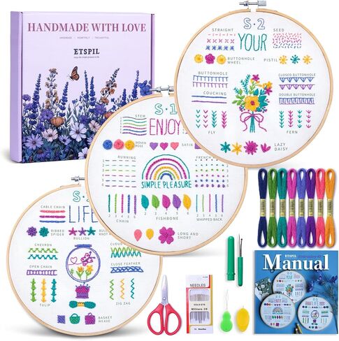 ETSPIL Embroidery Kit for Beginners, 4K Step-by-Step Video, Adults, Gift in Saudi Arabia