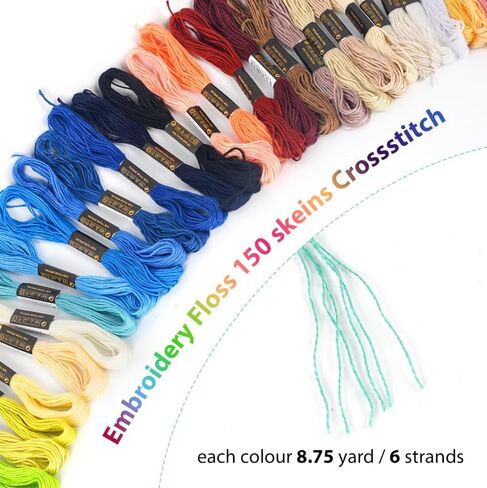 150 Color Skeins Rainbow Color Embroidery Floss，Cross Stitch Threads, Bracelet Yarn, Craft Floss in Saudi Arabia