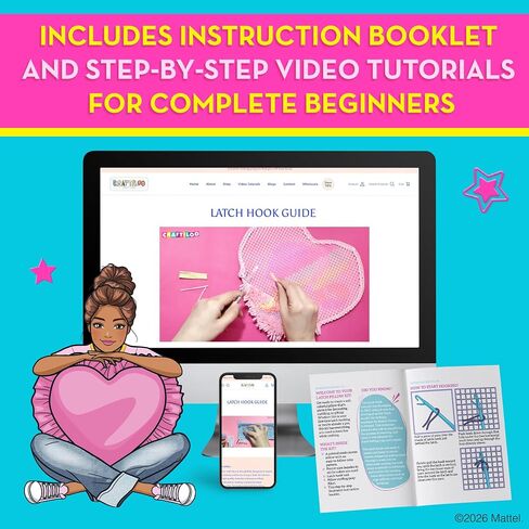 Barbie® Latch Hook Kit for Kids Ages 6-12 - DIY Rug Pillow Craft in Kuwait