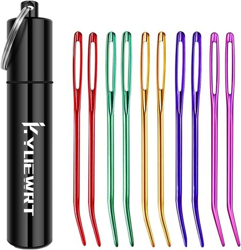 Premium Tapestry Needle & Weaving Needle Set for Crochet, Anodized 6063 Aluminum Bent Tip Yarn Needles with Portable Storage Tube for Crochet Finishing, Amigurumi & Knitting in Kuwait
