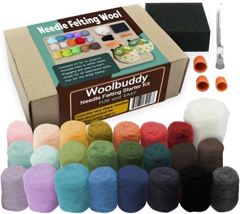 Woolbuddy Needle Felting Kit Starter Set, 24 Colors, White Core Wool & Tool in Kuwait