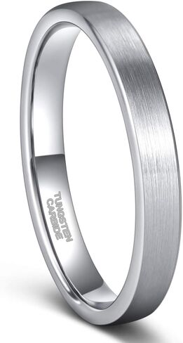 Frank S.Burton 3mm 4mm 6mm 8mm Black/Silver/Rose Gold Tungsten Rings for Women Men Wedding Band Engagement Ring Comfort Fit Beveled Edges Size 4-15 in Kuwait