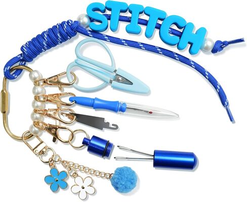 Needlepoint Tool Kit Keychain, Complete Needlepoint Accessories with Mini Embroidery Scissors, Needles, Needle Threader & Seam Ripper, Portable Tools for Sewing, Cross Stitch & Bag Decor (Pink) in Kuwait