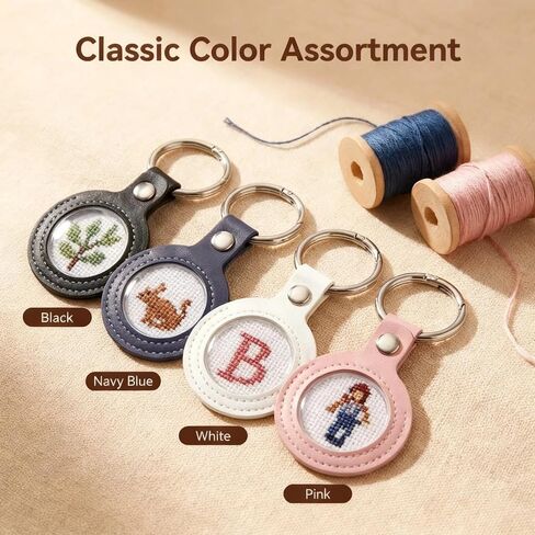 MEYAGO 5PCS Self Finishing Needlepoint Key Fob Kit, PU Leather DIY Needlepoint Keychain Blanks, Stitching Craft Key Fob Backing for Embroidery Projects, Handmade Personalized Bag Charm Accessories in Saudi Arabia