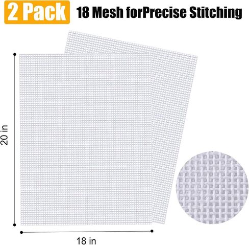 2-Pack Needlepoint Canvas, 18-Mesh, 20" X 18", White Needlepoint Canvas Embroidery Blank White Cotton in Saudi Arabia