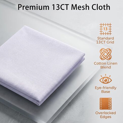 3pcs /3sizes Needlepoint Canvas 13-Mesh Cotton, White Pure Cotton Cross Stitch& Embroidery Blank Mesh Cloth for Knit Crochet Projects and DIY Embroidery Crafts (3Pcs) in Kuwait