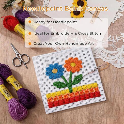 3pcs /3sizes Needlepoint Canvas 13-Mesh Cotton, White Pure Cotton Cross Stitch& Embroidery Blank Mesh Cloth for Knit Crochet Projects and DIY Embroidery Crafts (3Pcs) in Kuwait