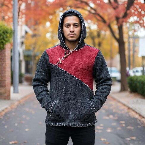 Mens Cross Zipped Wollen Hippy Lined Jacket in Kuwait