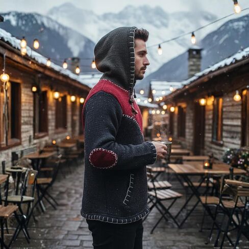 Mens Cross Zipped Wollen Hippy Lined Jacket in Kuwait