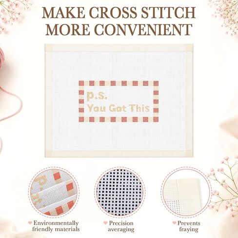 Moukeren 3 Pieces 10 x 8 Inch Bound Needlepoint Canvas, Pre Printed 18 Mesh Blank White Needlepoint Mesh Cloths Pure Cotton Embroidery Fabric with Non-fray Edges for Cross Stitch Project DIY Gift in Kuwait