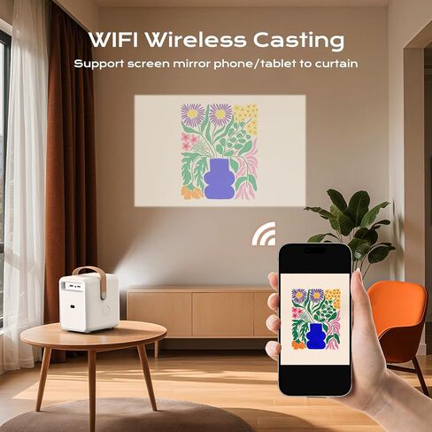 BESGEER Mini Projector WiFi for Tufting, 5.2 Built-in Bluetooth Portable Projector with HDMI/Audio/USB, 1080p Projector for Tracing Projection on Home DIY Rug Cloth Carpet (Off-White) in Kuwait