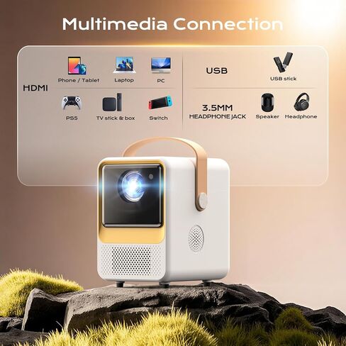 BESGEER Mini Projector WiFi for Tufting, 5.2 Built-in Bluetooth Portable Projector with HDMI/Audio/USB, 1080p Projector for Tracing Projection on Home DIY Rug Cloth Carpet (Off-White) in Kuwait