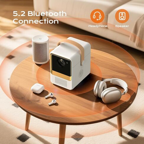 BESGEER Mini Projector WiFi for Tufting, 5.2 Built-in Bluetooth Portable Projector with HDMI/Audio/USB, 1080p Projector for Tracing Projection on Home DIY Rug Cloth Carpet (Off-White) in Kuwait