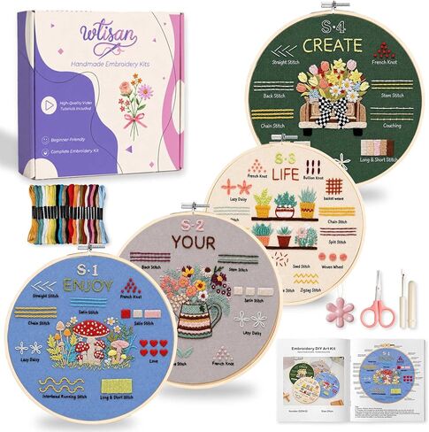 wtisan 4 Pack Embroidery kit for Beginners Cross Stitch Kits for Adults in Kuwait