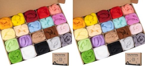 20 Colors Wool Roving 10g per, 7.05oz Total Needle FeltingWool DIY Craft in Saudi Arabia