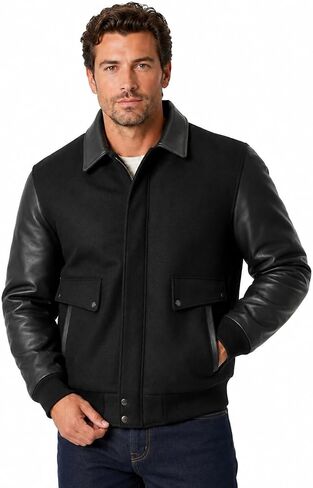 Reed Men's Leather Varsity Bomber Jacket Made in USA in Kuwait