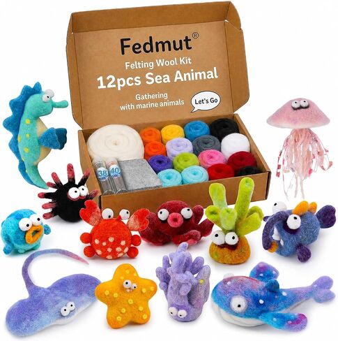 Fedmut Needle Felting Wool Kit Felting Kit, 13 Cute Animals Tools Supplies in Saudi Arabia