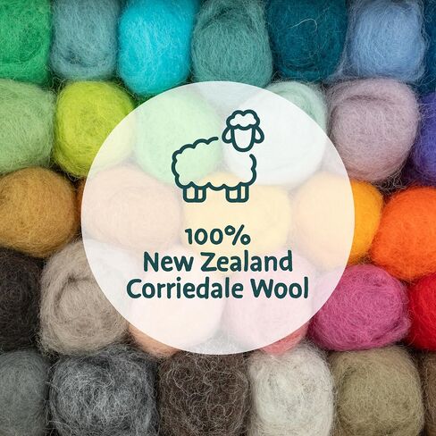 Woolbuddy Needle Felting Kit Beginner Set, 40 Colors, White Core Wool, Tool in Kuwait