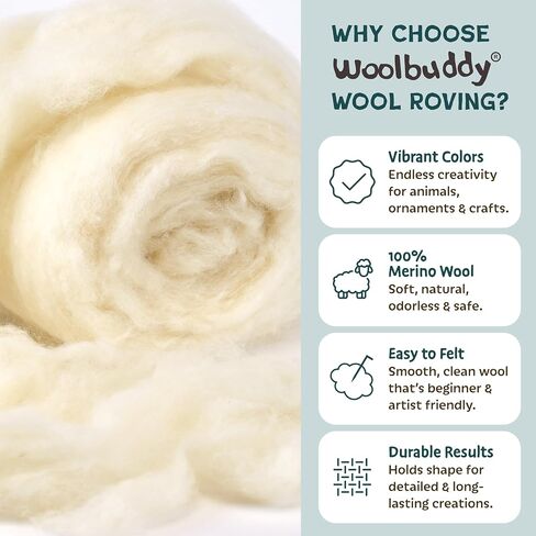 Woolbuddy Needle Felting Kit Beginner Set, 40 Colors, White Core Wool, Tool in Kuwait