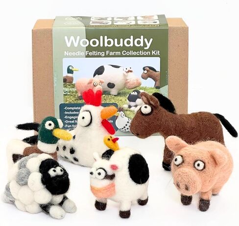Woolbuddy Needle Felting Kit Beginner Set, 40 Colors, White Core Wool, Tool in Kuwait