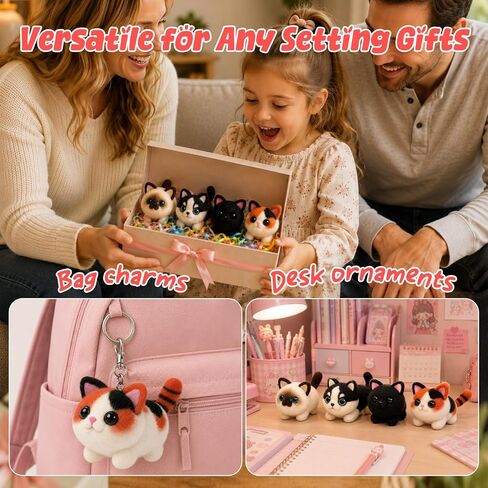 Voduynl Beginner Needle Felting Kit - 4 Cats and Dogs Pairs - Includes Wool, Tools, Step-by-Step Video, Safety Guide & Instruction Cards, Ideal Starter Set for Adults & DIY Beginners in Saudi Arabia