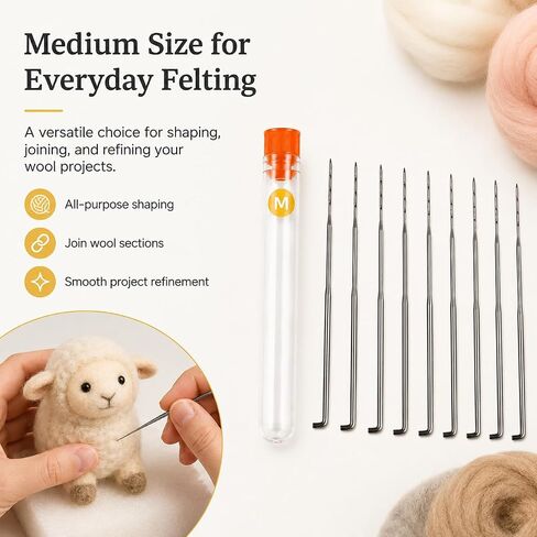 Gipony 80-Piece Felting Needles - 8 Tubes (30 Small, 30 Medium, 20 Large Needles) | Pro Needle Felting Tools & Supplies | Bulk Sizes for Wool Sculpting in Kuwait