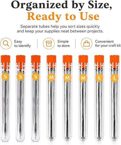 Gipony 80-Piece Felting Needles - 8 Tubes (30 Small, 30 Medium, 20 Large Needles) | Pro Needle Felting Tools & Supplies | Bulk Sizes for Wool Sculpting in Kuwait