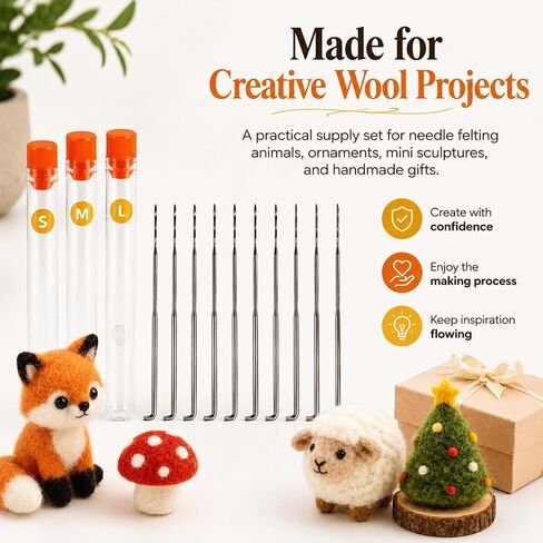 Gipony 80-Piece Felting Needles - 8 Tubes (30 Small, 30 Medium, 20 Large Needles) | Pro Needle Felting Tools & Supplies | Bulk Sizes for Wool Sculpting in Kuwait