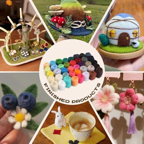 Wonvoc 40 Colors Needle Felting Wool, Wool Roving 3g /Color, 4.2 oz Total in Saudi Arabia