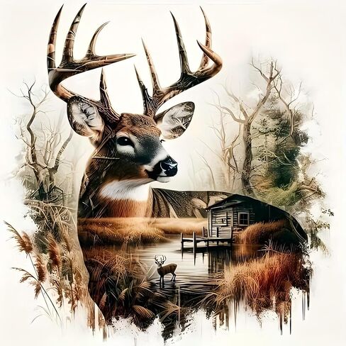 askkqtx Deer Stamped Cross Stitch Kits for Beginners Adults 14x14 Inch in Saudi Arabia