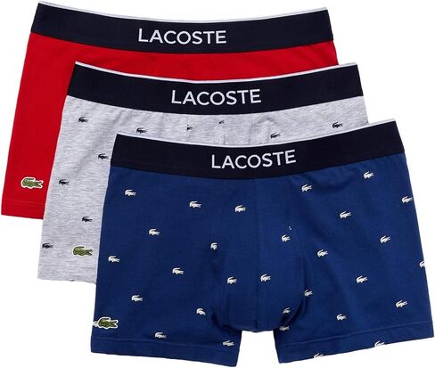 Lacoste Men's Casual All Over Croc 3 Pack Cotton Stretch Trunks in Saudi Arabia