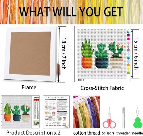 Tiwabb Succulent Stamped Cross Stitch Kits for Adults Beginners with Frame in Saudi Arabia