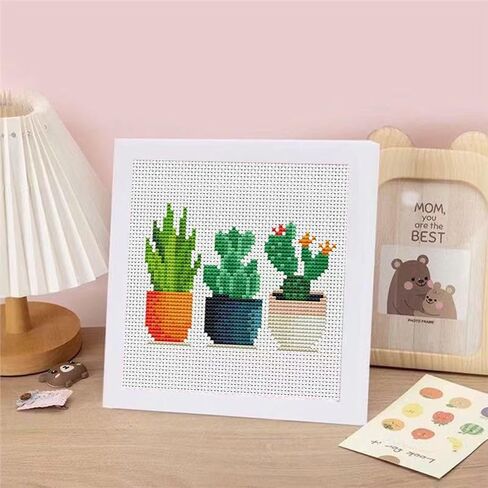 Tiwabb Succulent Stamped Cross Stitch Kits for Adults Beginners with Frame in Saudi Arabia