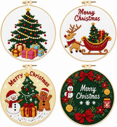 Zhenqing 11 Count Stamped Cross Stitch Kits for Adults, Christmas 4 Designs in Saudi Arabia