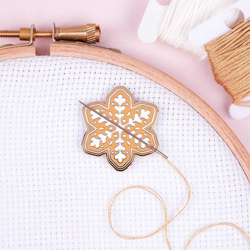 Caterpillar Cross Stitch Needle Minder - Gingerbread Cookie for Cross Stitch, Sewing, Embroidery and Needlework Accessories, Enamel and Magnetic, Ideal Christmas Gift in Saudi Arabia